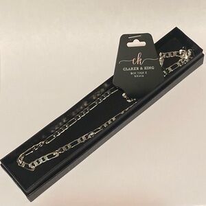 New 24” 925 Sterling Silver Figaro Chain Necklace